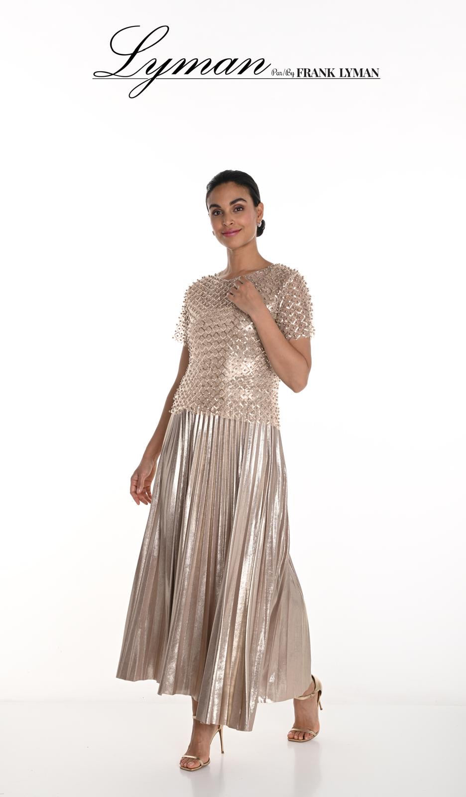 Frank lyman 258266 metallic pleated skirt