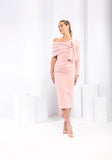 Kevan Jon Carolyn one shoulder knee dress hot pink