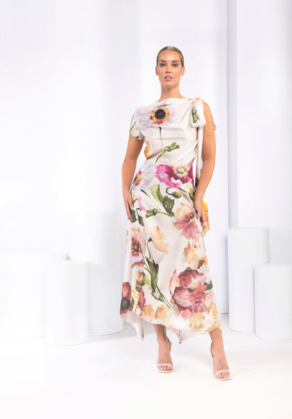 Kevan Jon Didi Drape Floral Satin