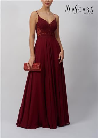 Masacra MC193214 Long Sleeve Lace Dress Wine