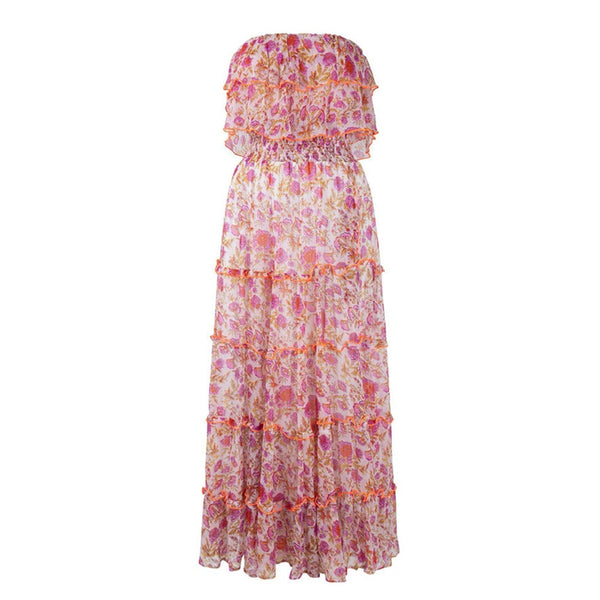 Place du Soleil Bandeau floral maxi dress