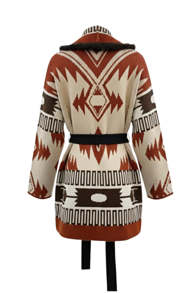 Astrid Cardigan. Libby Loves. White/Brown. One size