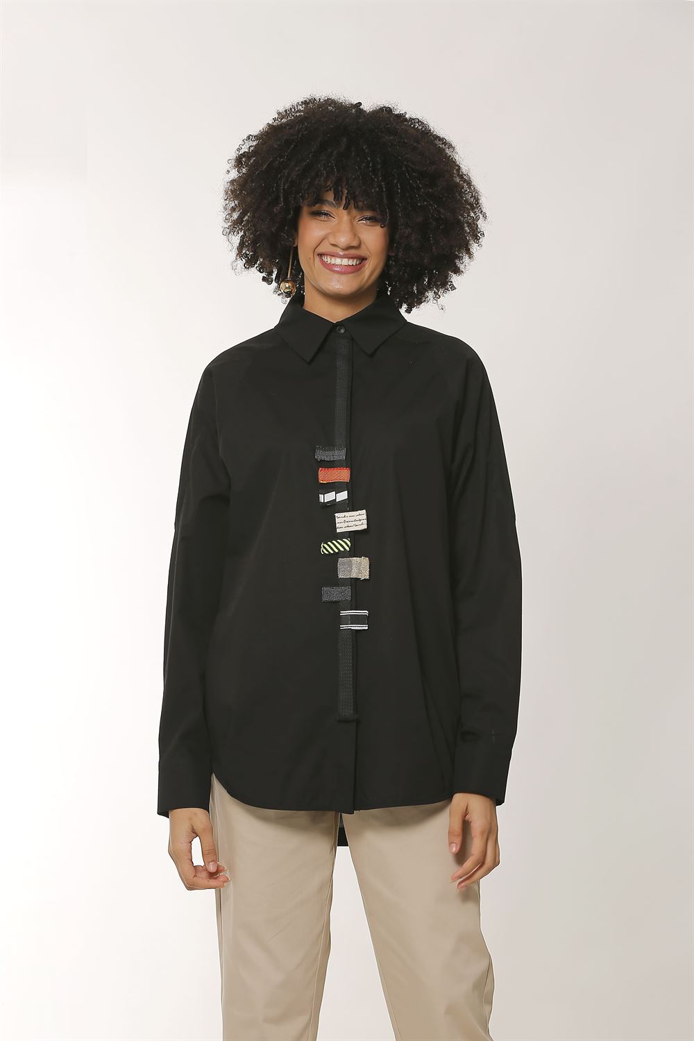 BIZE 823 Asymmetric Poplin Shirt
