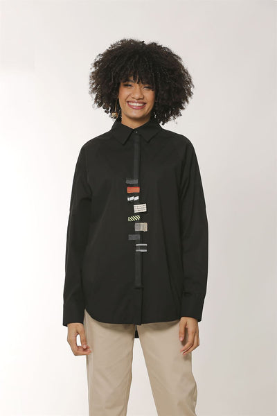 BIZE 823 Asymmetric Poplin Shirt