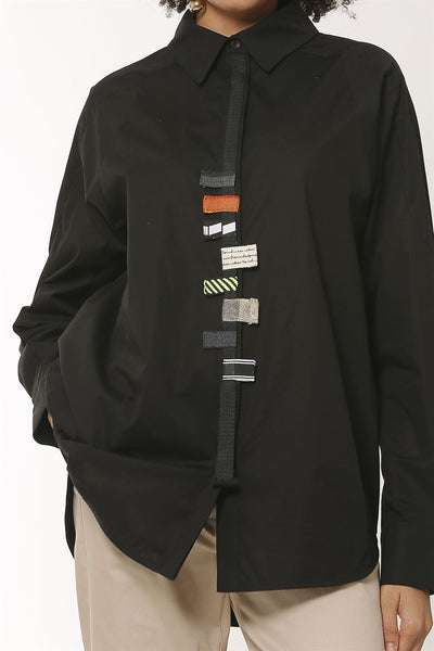 BIZE 823 Asymmetric Poplin Shirt