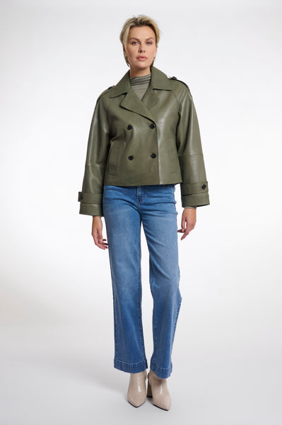 Rino & Pelle  LOTTE DOUBLE BREASTED LEATHER JACKET- Green Ash