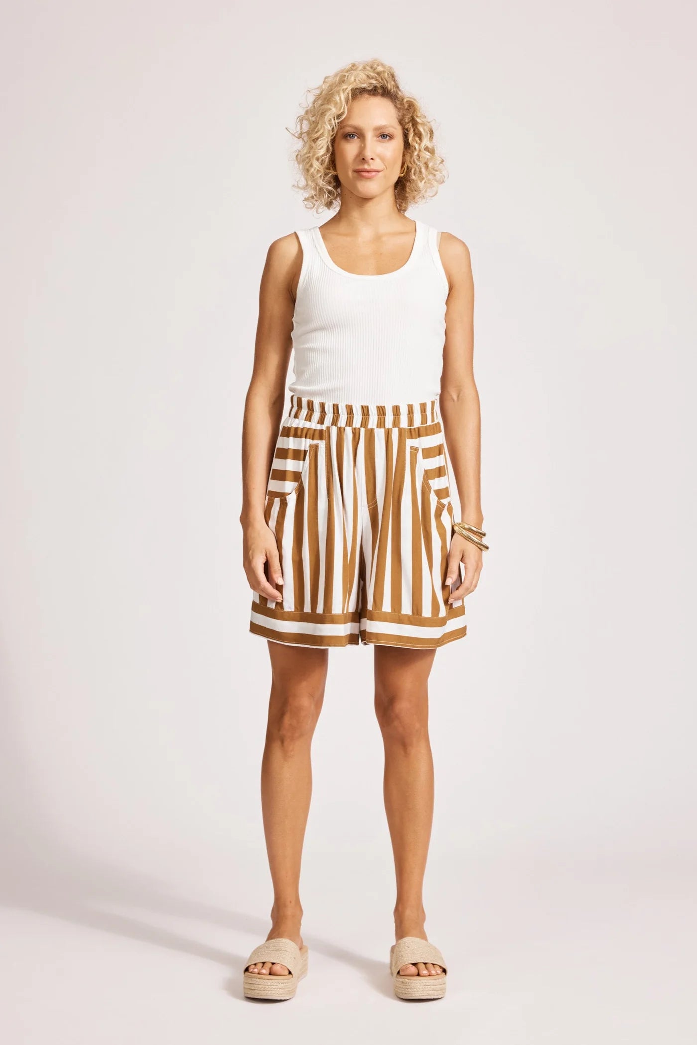 Eb & Ive TREVILLE STRIPE SHORT - CARAMEL