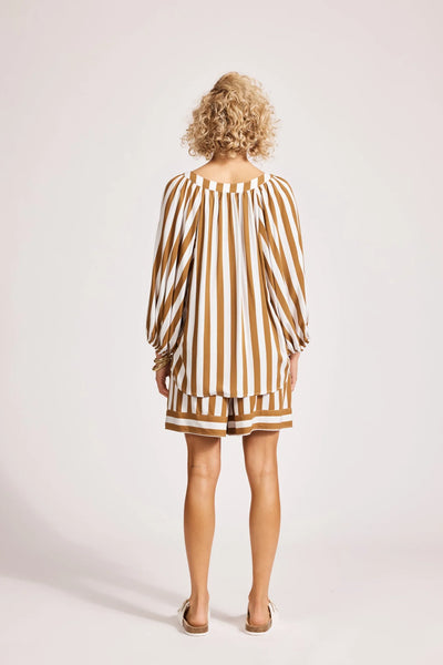 Eb & Ive TREVILLE STRIPE BLOUSE - CARAMEL