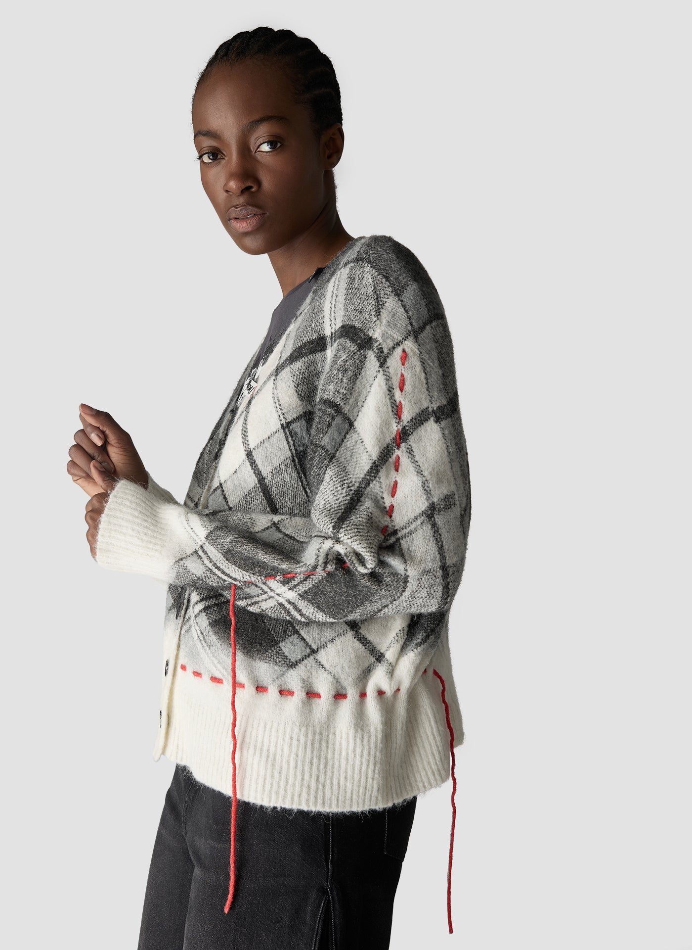 LCMT 613524 Cardigan Grey/Cream