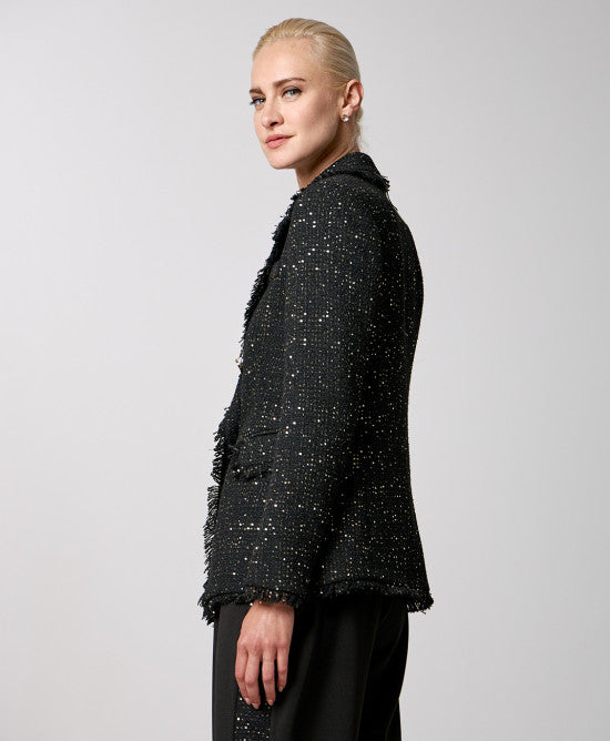 ACCESS FASHION Sequin-embroidered tweed blazer