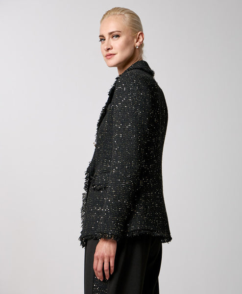 ACCESS FASHION Sequin-embroidered tweed blazer