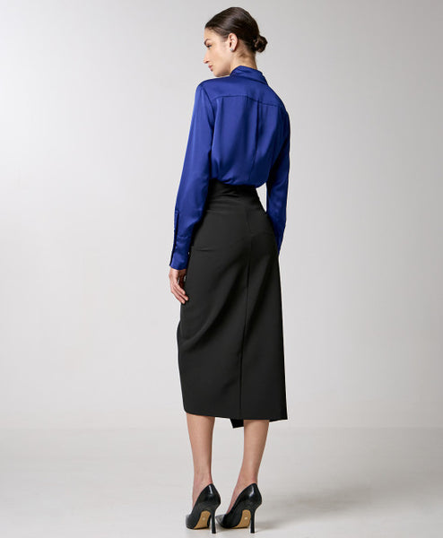 ACCESS FASHION Wrap skirt with side gathering