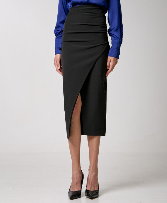 ACCESS FASHION Wrap skirt with side gathering