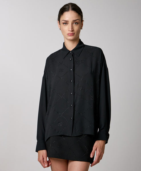 ACCESS FASHION Rhinestone Embellished Shirt