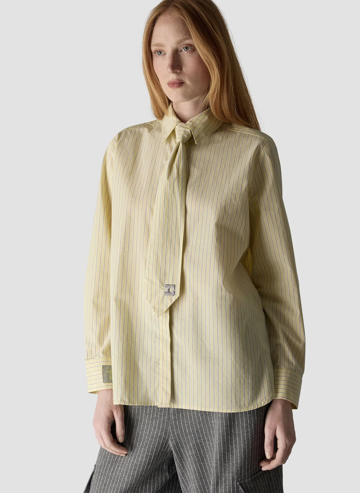 LCMT 623102 lemon pinstripe shirt