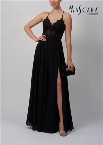 MASCARA MC19314 Tie Back Lace Dress Black