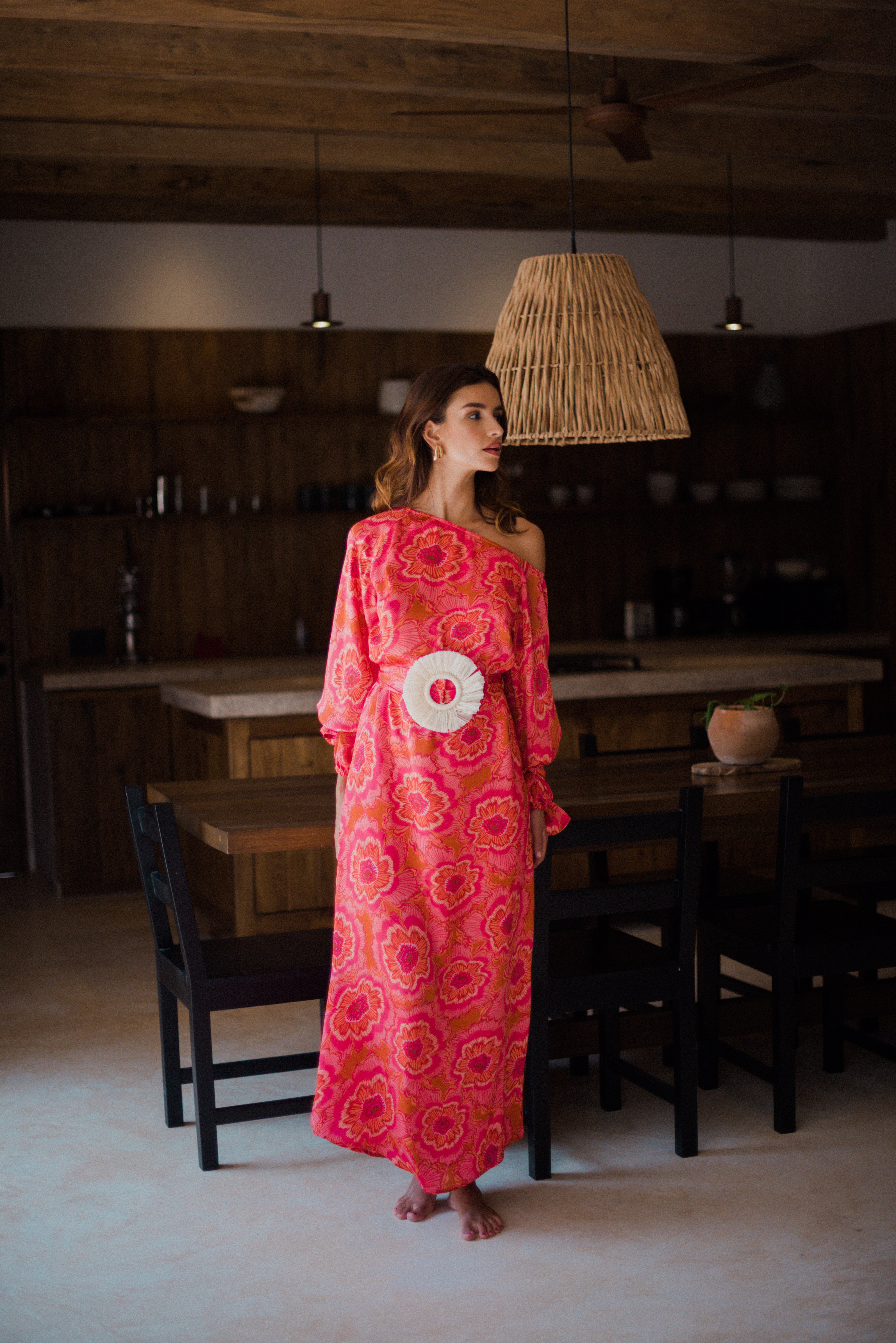 Sundress ELOISE LONG DRESS Merida on cupro coraly