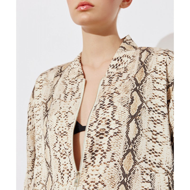 ACCESS FASHION Satin animal print bomber