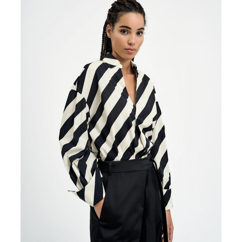 ACCESS FASHION Draped Stripe Blouse