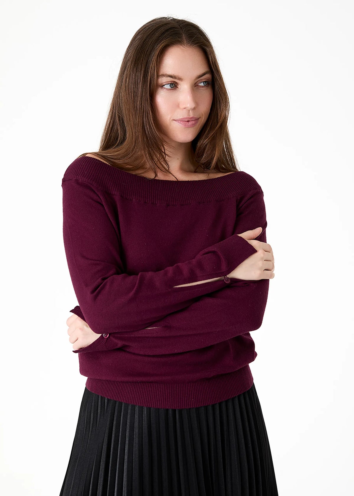 Dreams London AA0520 Cashmere Like Off The Shoulder Jumper