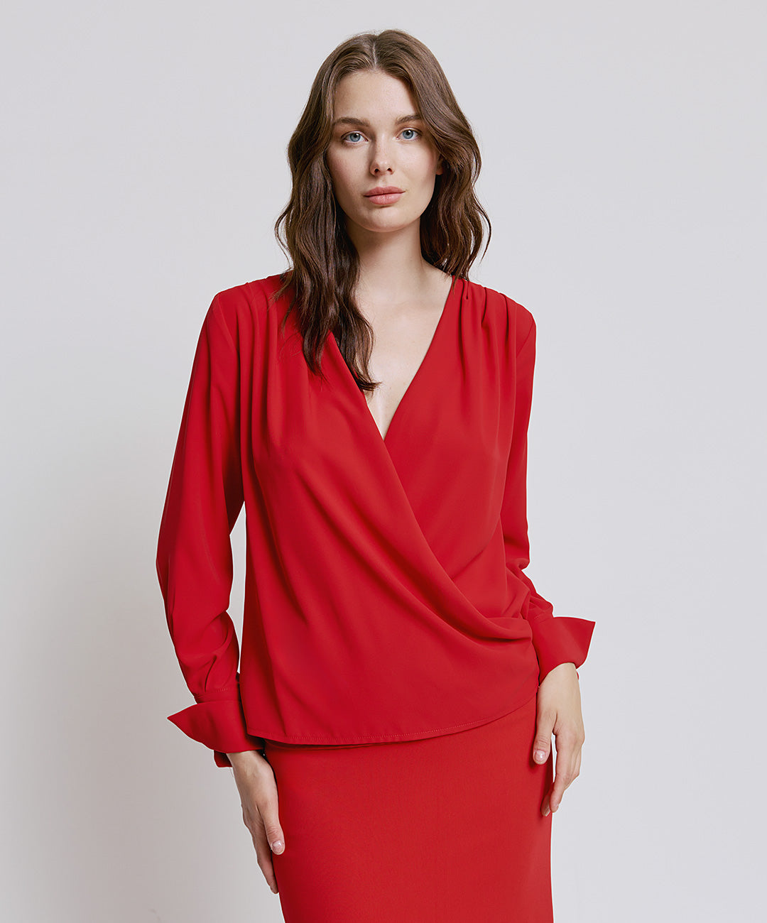 Access Fashion 2191 Red Wrap blouse wide cuff