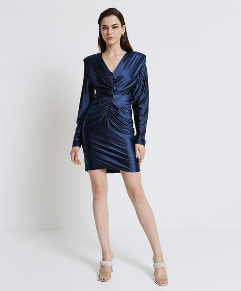Access fashion 3039 Mini dress with gatherings Plum