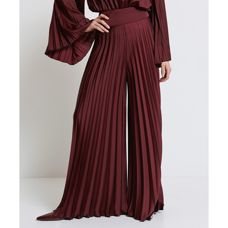 ACCESS FASHION Pleated Trousers Bordeaux