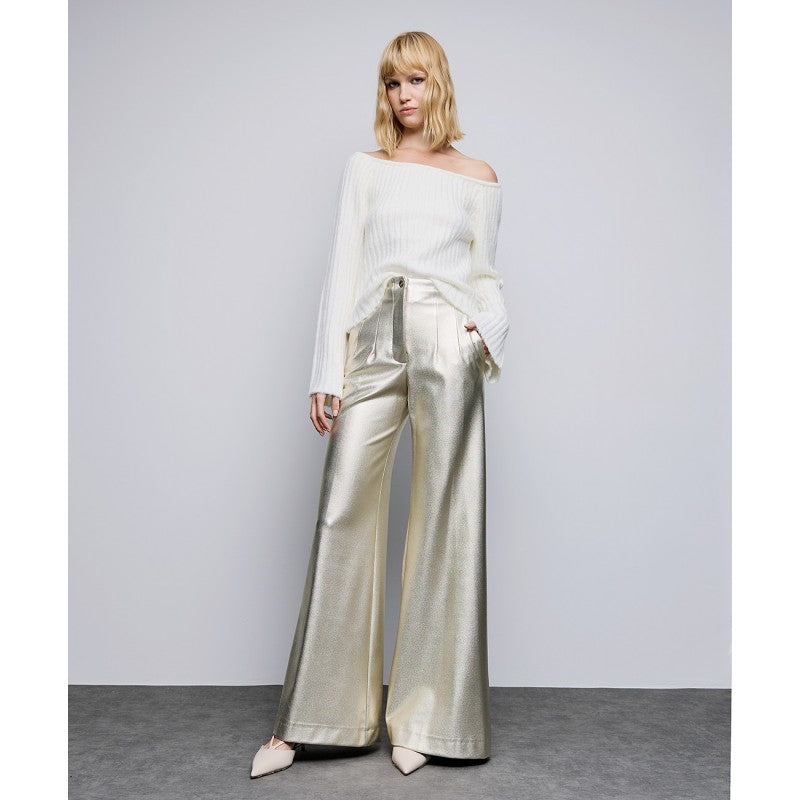 Access Gold Textured Flare Trouser