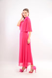 Lizabella 2984 Chiffon Cape Dress Hot pink