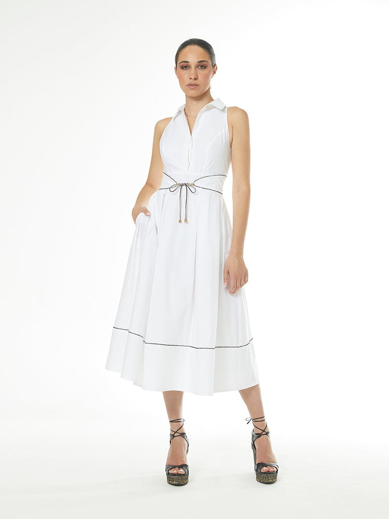 Arggido White Dress with black trim 47562