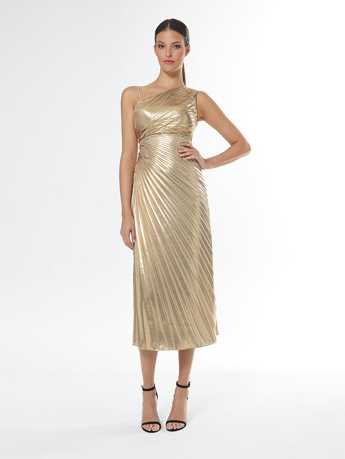 Carla ruiz Gold asymmetric dress