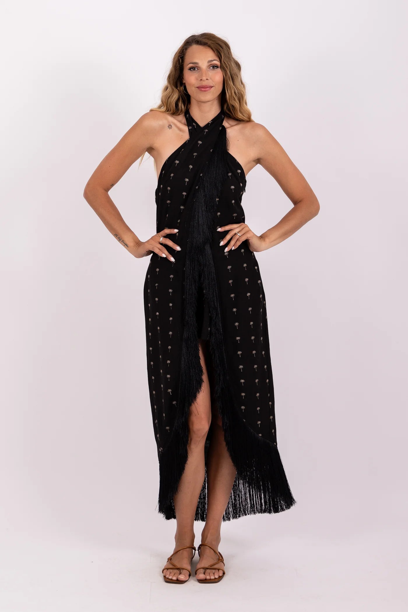 Sundress CAPRI DRESS Gold PalmTrees