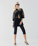 ACCESS FASHION Fishnet long bomber jacket