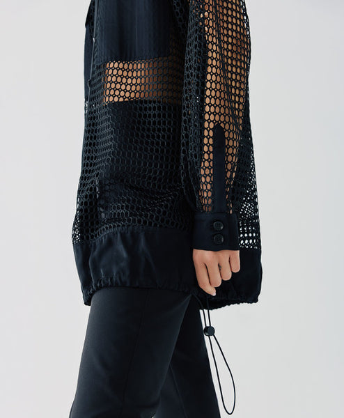 ACCESS FASHION Fishnet long bomber jacket