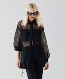 ACCESS FASHION Fishnet long bomber jacket