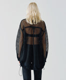 ACCESS FASHION Fishnet long bomber jacket