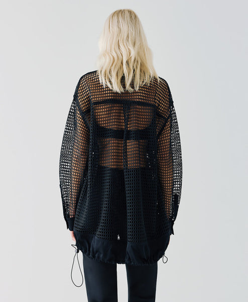 ACCESS FASHION Fishnet long bomber jacket