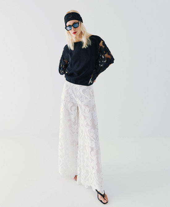 ACCESS FASHIONOversized blouse with broderie details OFFWHITE