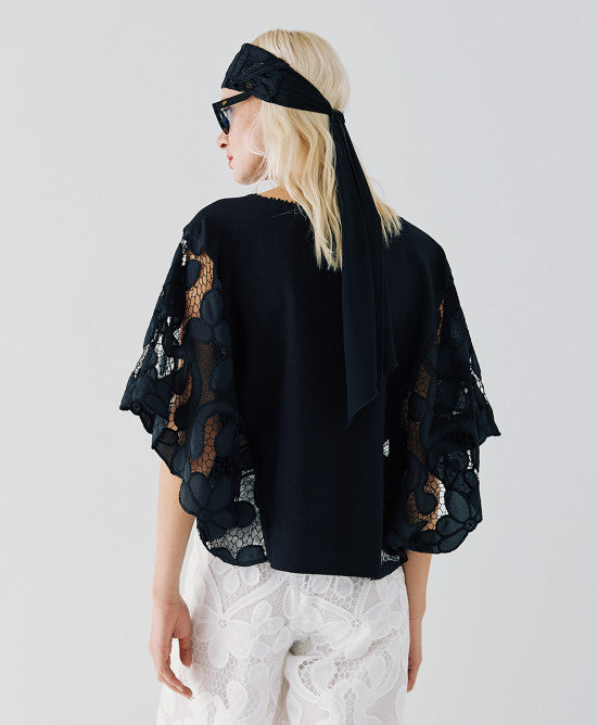 ACCESS FASHIONOversized blouse with broderie details OFFWHITE
