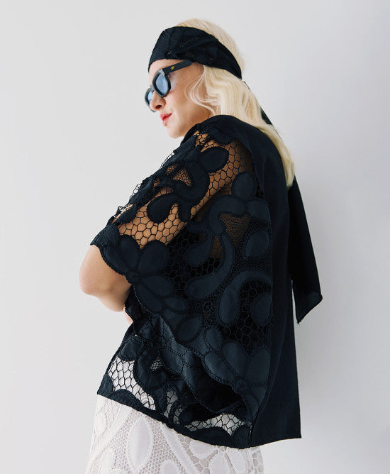 ACCESS FASHIONOversized blouse with broderie details OFFWHITE