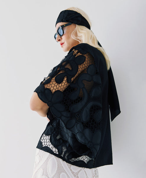 ACCESS FASHIONOversized blouse with broderie details  OFFWHITE