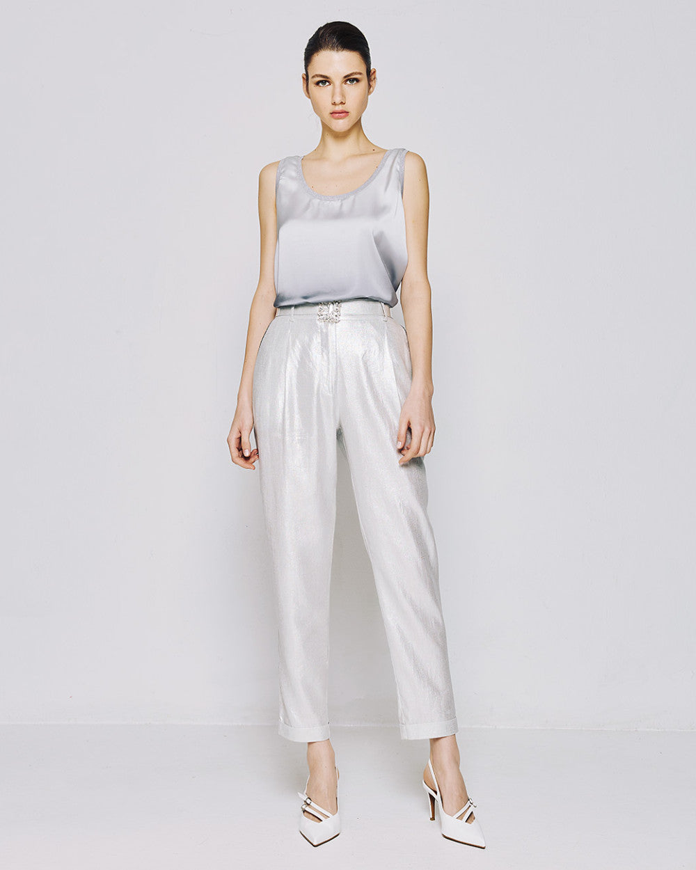 ACCESS FASHION Satin top with ribbed details