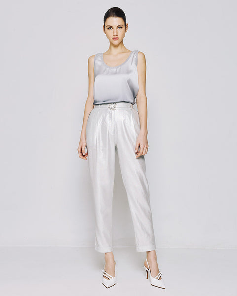 ACCESS FASHION Satin top with ribbed details