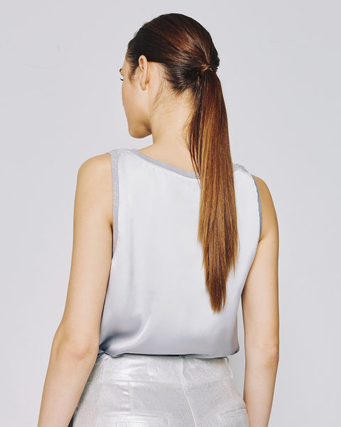 ACCESS FASHION Satin top with ribbed details