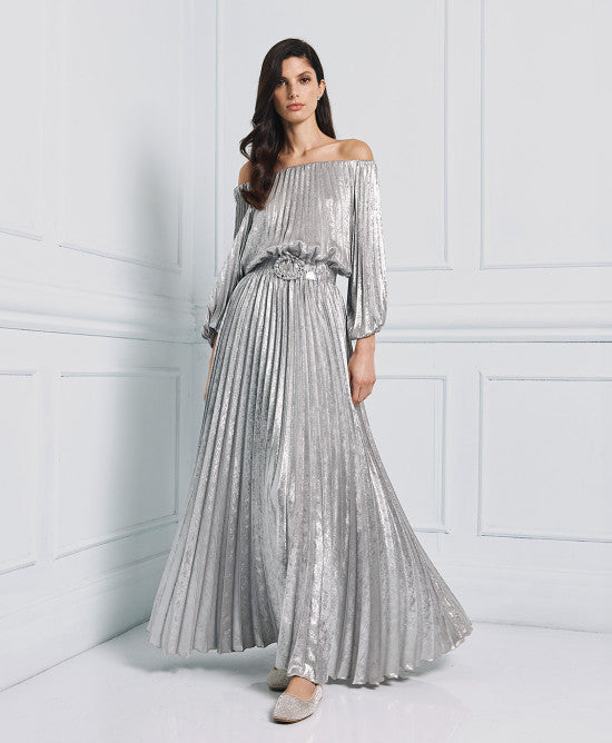 ACCESS FASHION Off-the-shoulders pleated dress