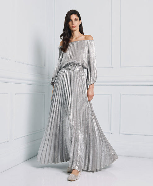 ACCESS FASHION Off-the-shoulders pleated dress