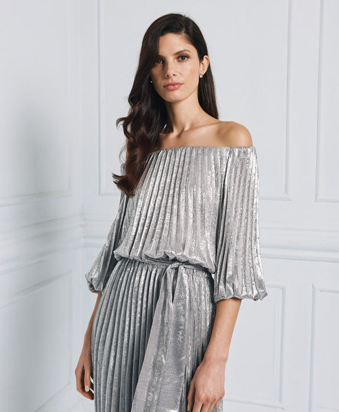 ACCESS FASHION Off-the-shoulders pleated dress