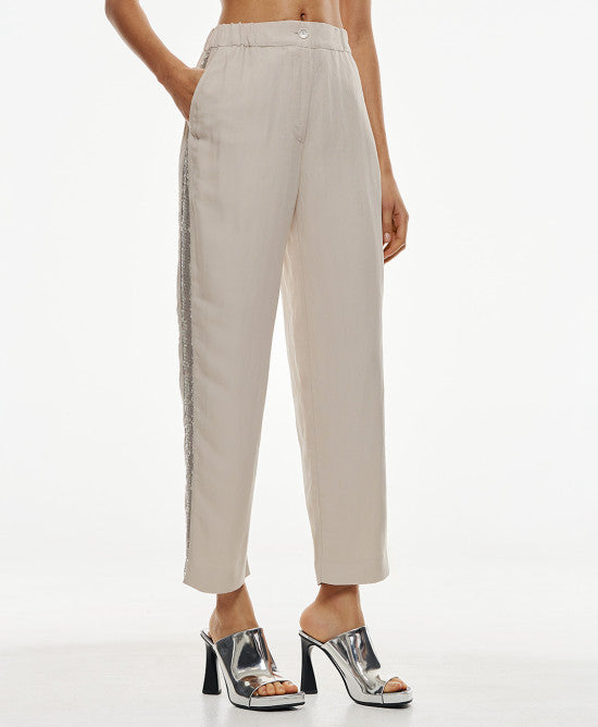 ACCESS FASHIONJ ogger pants with elastic waistband and sequins BLACK