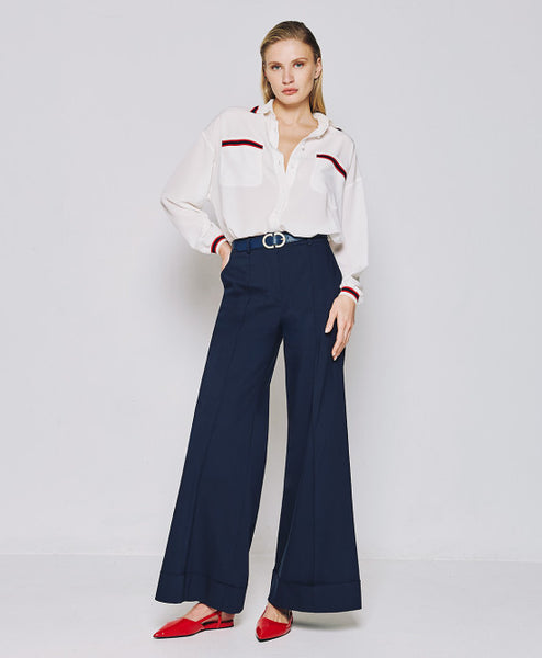 ACCESS FASHION Flare pants with turn-up hemlines