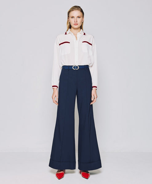 ACCESS FASHION Flare pants with turn-up hemlines